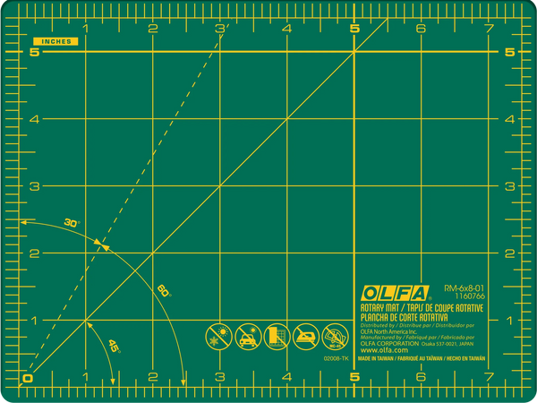 OLFA RM-6x8" Double Sided Rotary Mat (1) Green