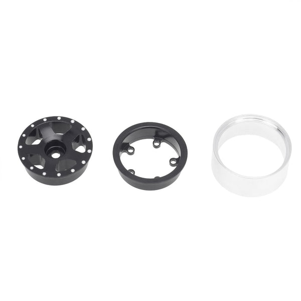 Hobby Details 1.0" CNC Aluminum Starfish Beadlock Wheels (4)(Black)