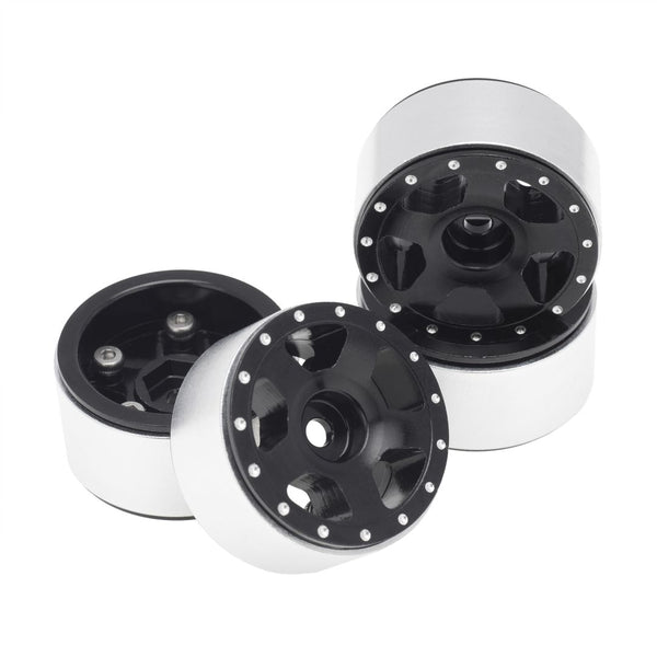 Hobby Details 1.0" CNC Aluminum Starfish Beadlock Wheels (4)(Black)