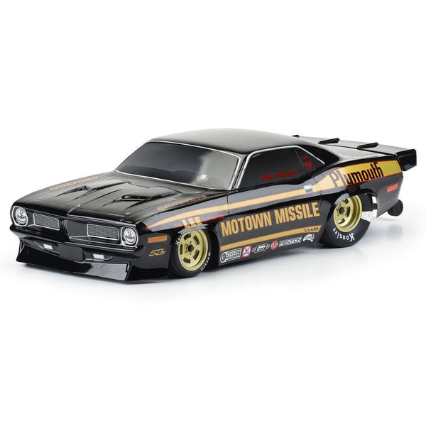 Pro-Line 1972 Plymouth Barracuda Motown Missile Edition Tough-Color (Black) Body for Losi 22S No Prep Drag Car, Slash 2wd Drag Car & AE DR10