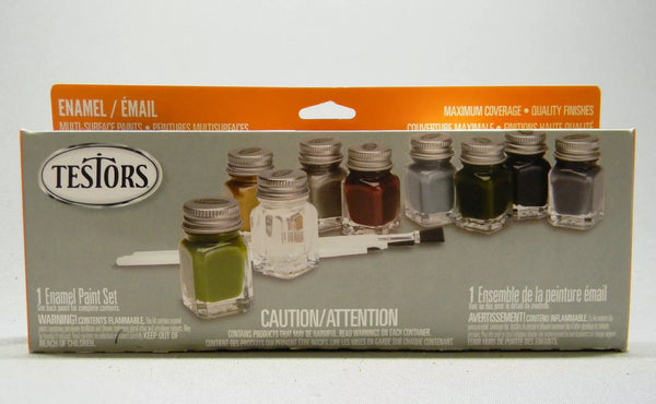 Testors 9 Bottle Enamel Paint Set, Military