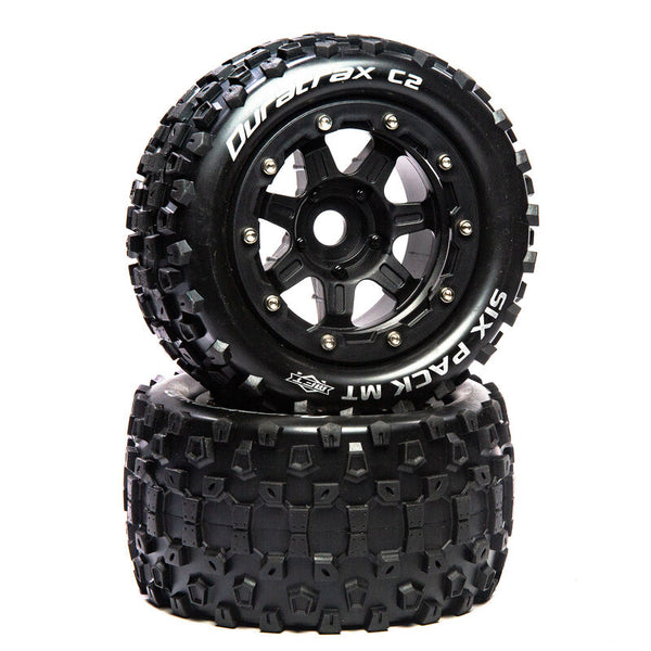 SixPack MT Belted 2.8" Mounted Front/Rear Tires .5 Offset 17mm, Black (2)