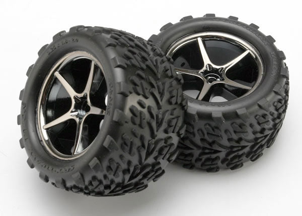 Traxxas 7174A Pre-Mounted Talon Tires w/Gemini Wheels (Black Chrome)